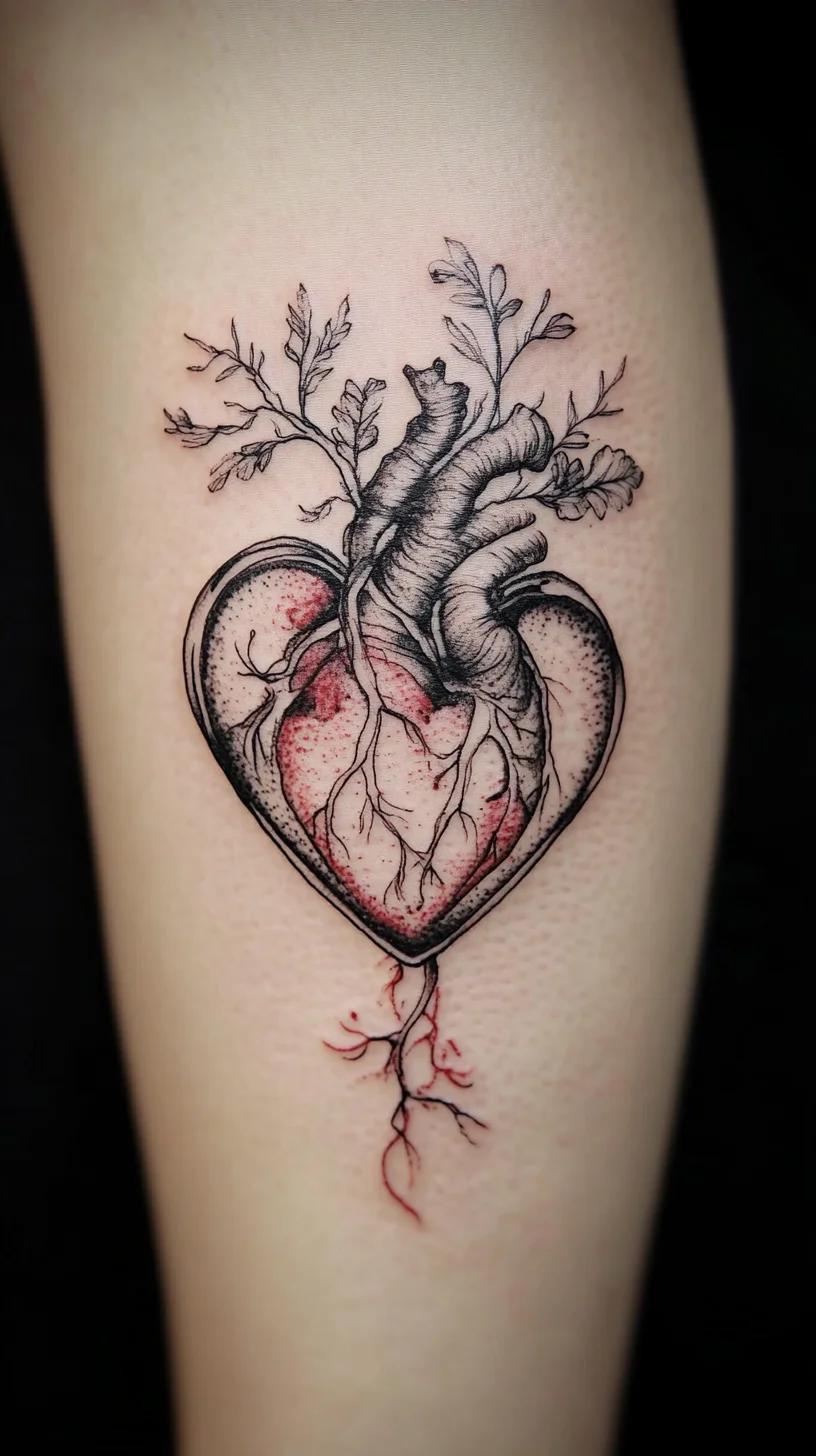 A Bold Expression: Heart and Nature Tattoo Perfect for the Fearless