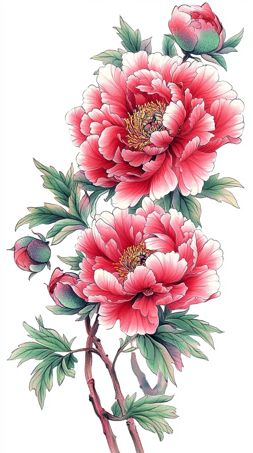 Blooming Peony Paradise: A Vibrant Floral Tattoo for Nature Lovers