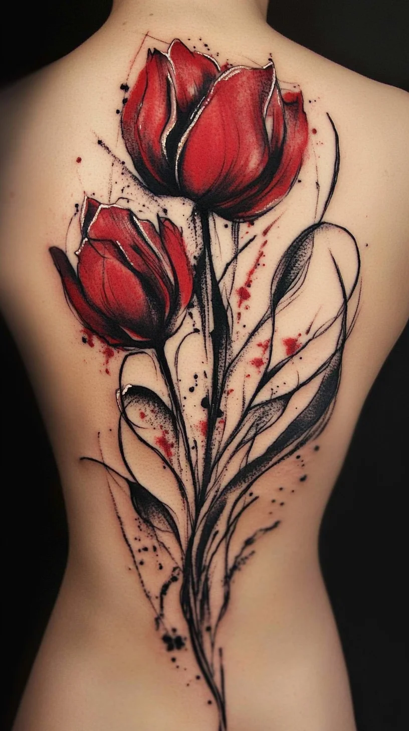 Bold and Beautiful: Striking Red Tulip Tattoo Design for a Unique Style Statement