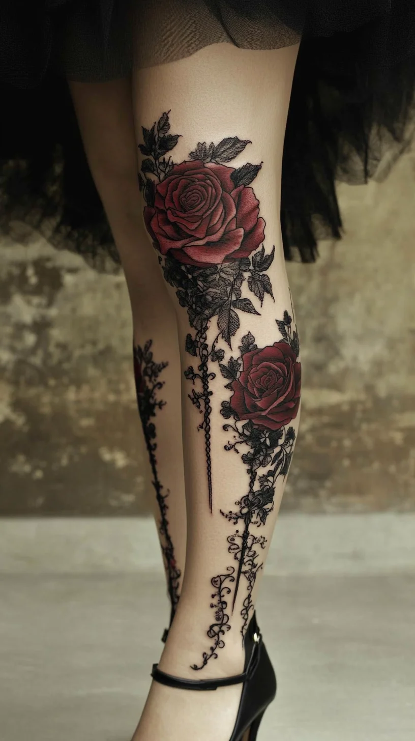 Bold and Beautiful: The Floral Tattoo That Transforms Your Leg into a Canvas of Art