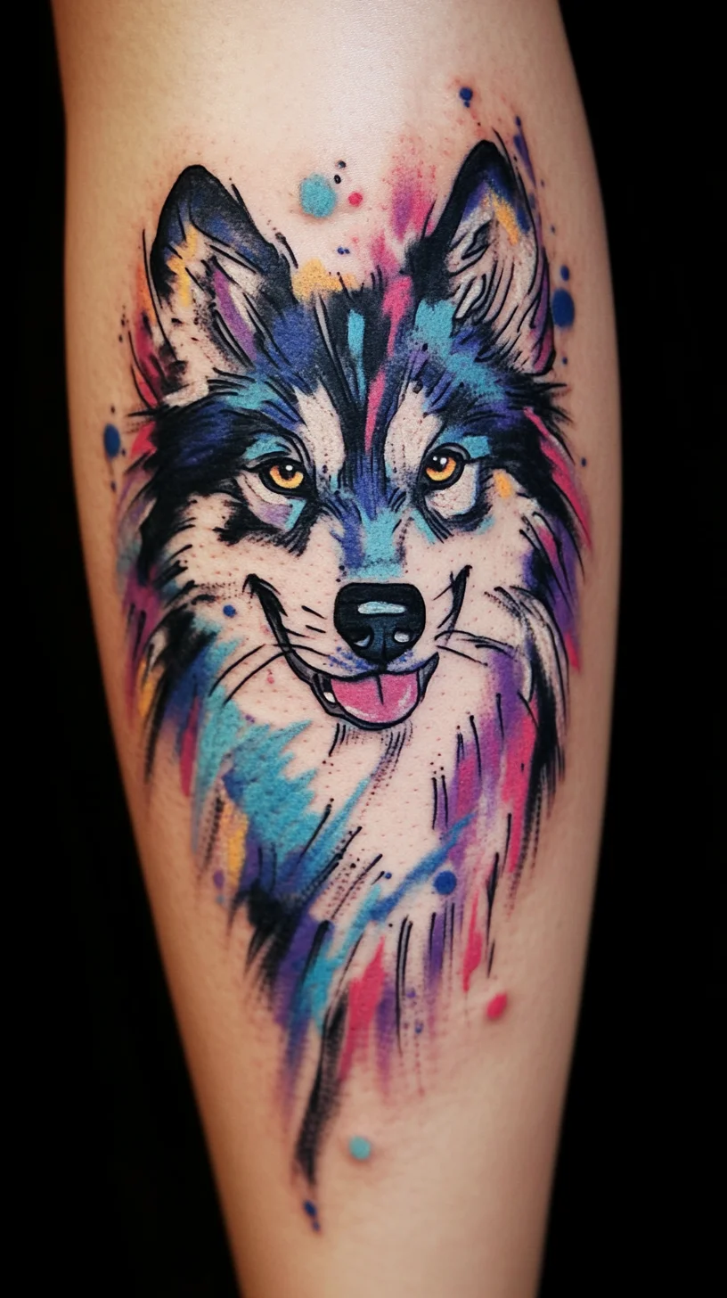 Bold and Colorful Wolf Tattoo: A Vibrant Tribute to Loyalty and Freedom