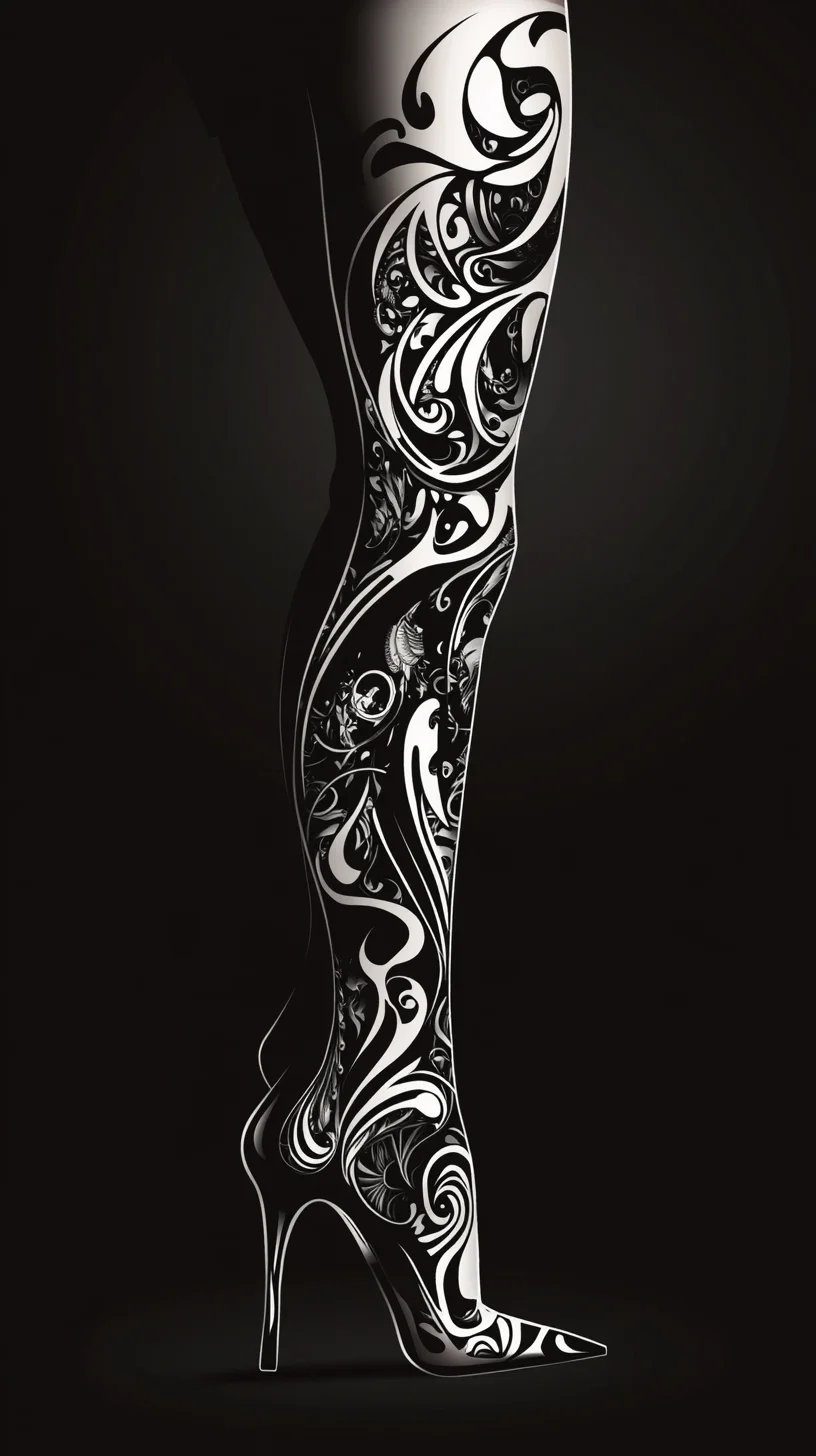 Bold & Beautiful: Elegant Black and White Tattoo Leggings for Statement Style