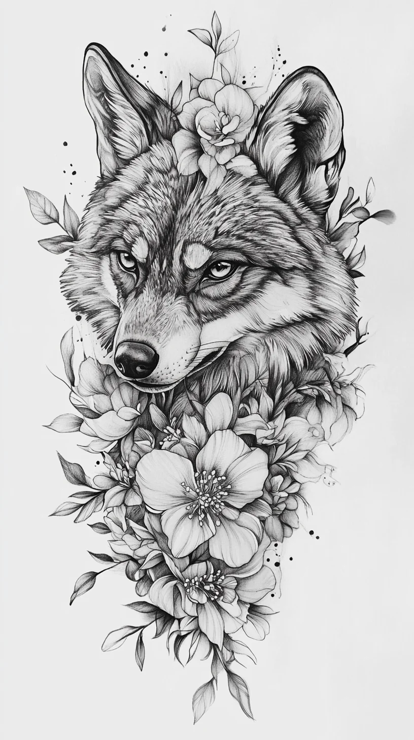 Bold Black and White Wolf Tattoo: Nature's Majesty and Raw Elegance Combined