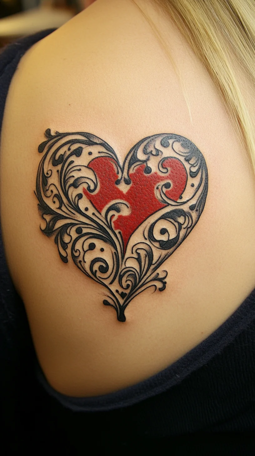 Bold Elegance: The Intricate Heart Tattoo That Speaks Volumes