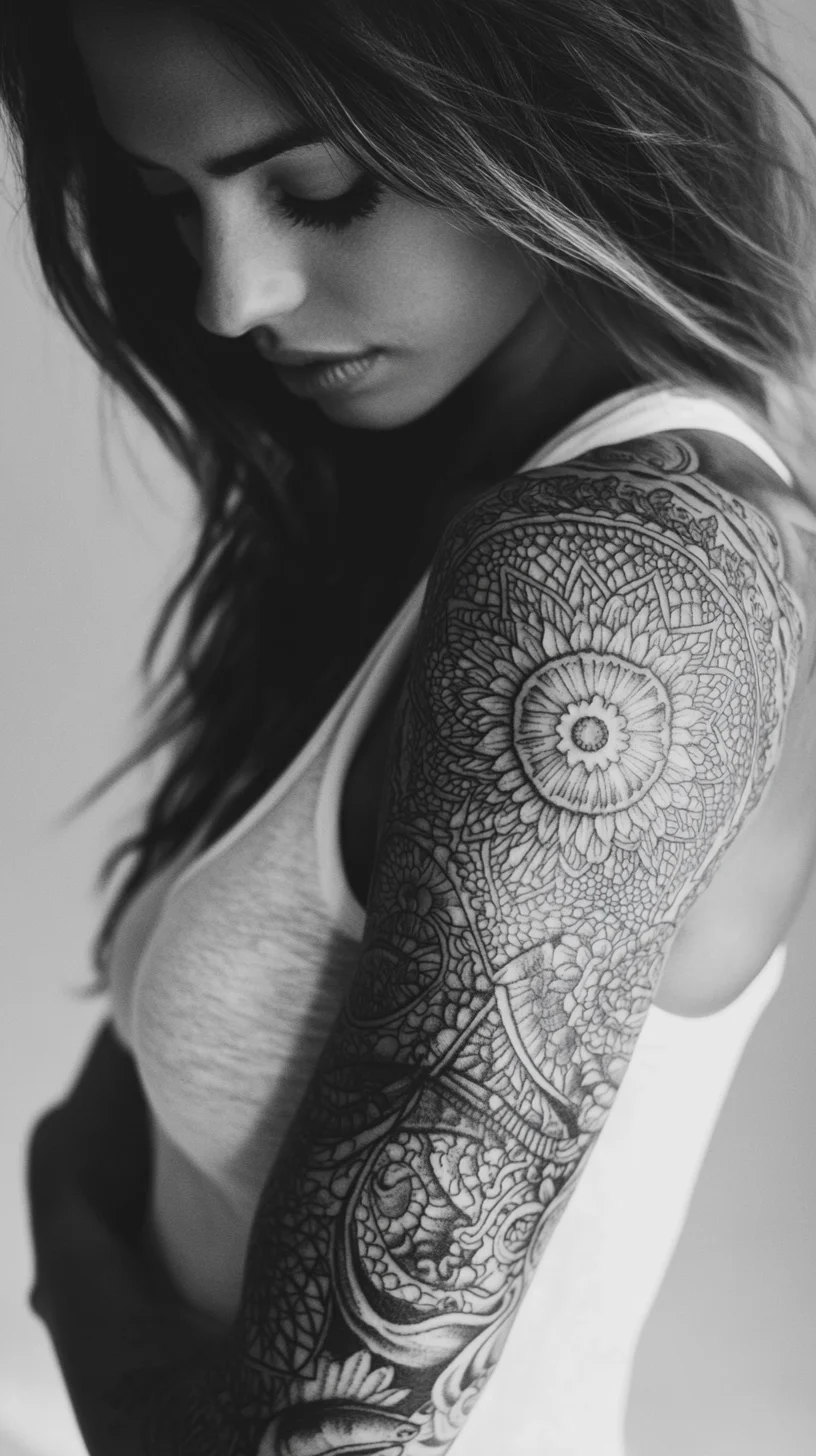 Bold Floral Elegance: Embrace Artistry with Intricate Sleeve Tattoos