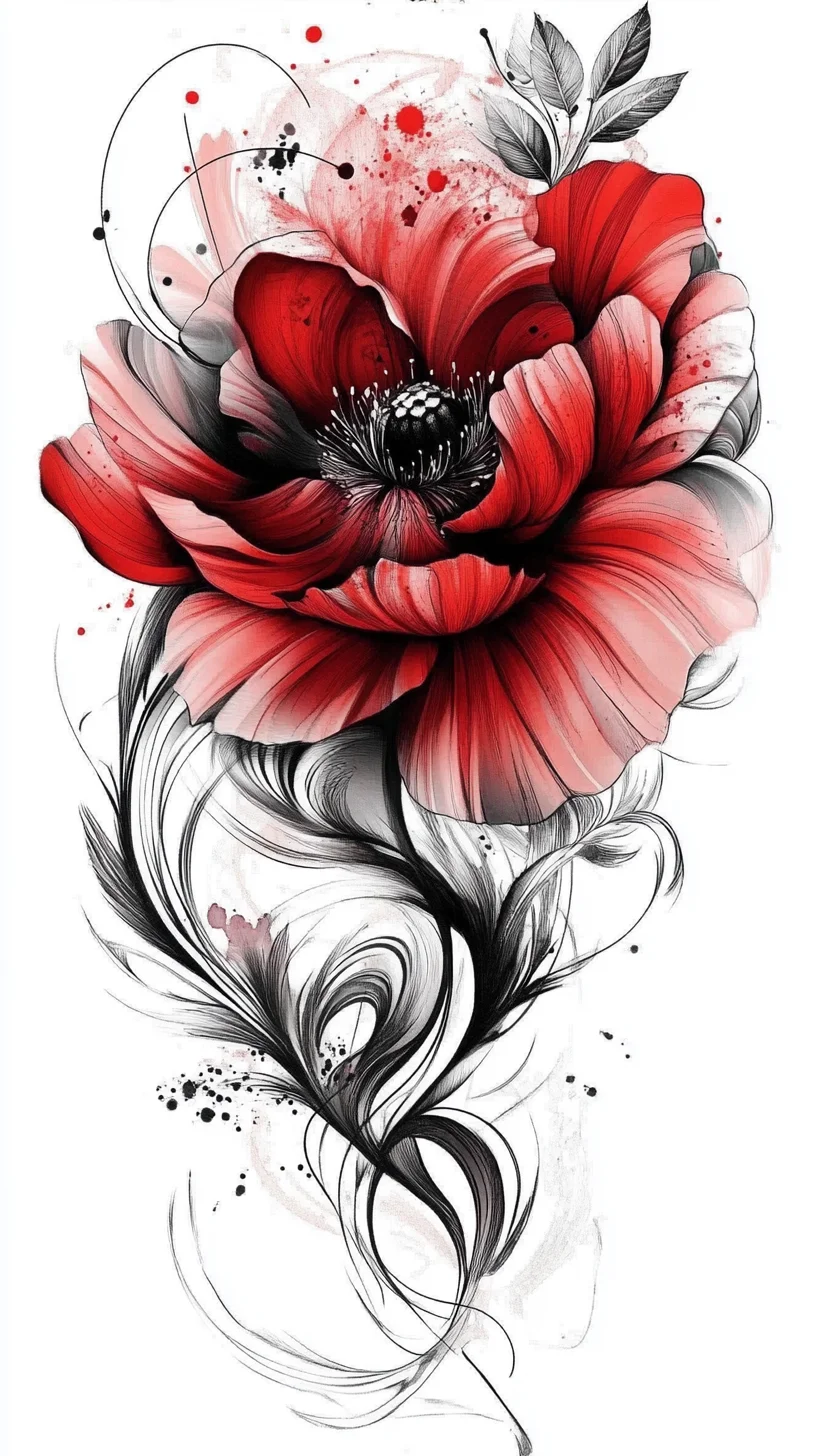 Bold Floral Elegance: The Stunning Poppy Tattoo Design for a Striking Look