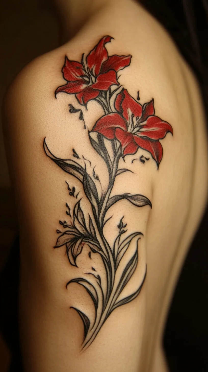 Bold Red Lilies: A Tattoo That Blooms with Elegance and Grace