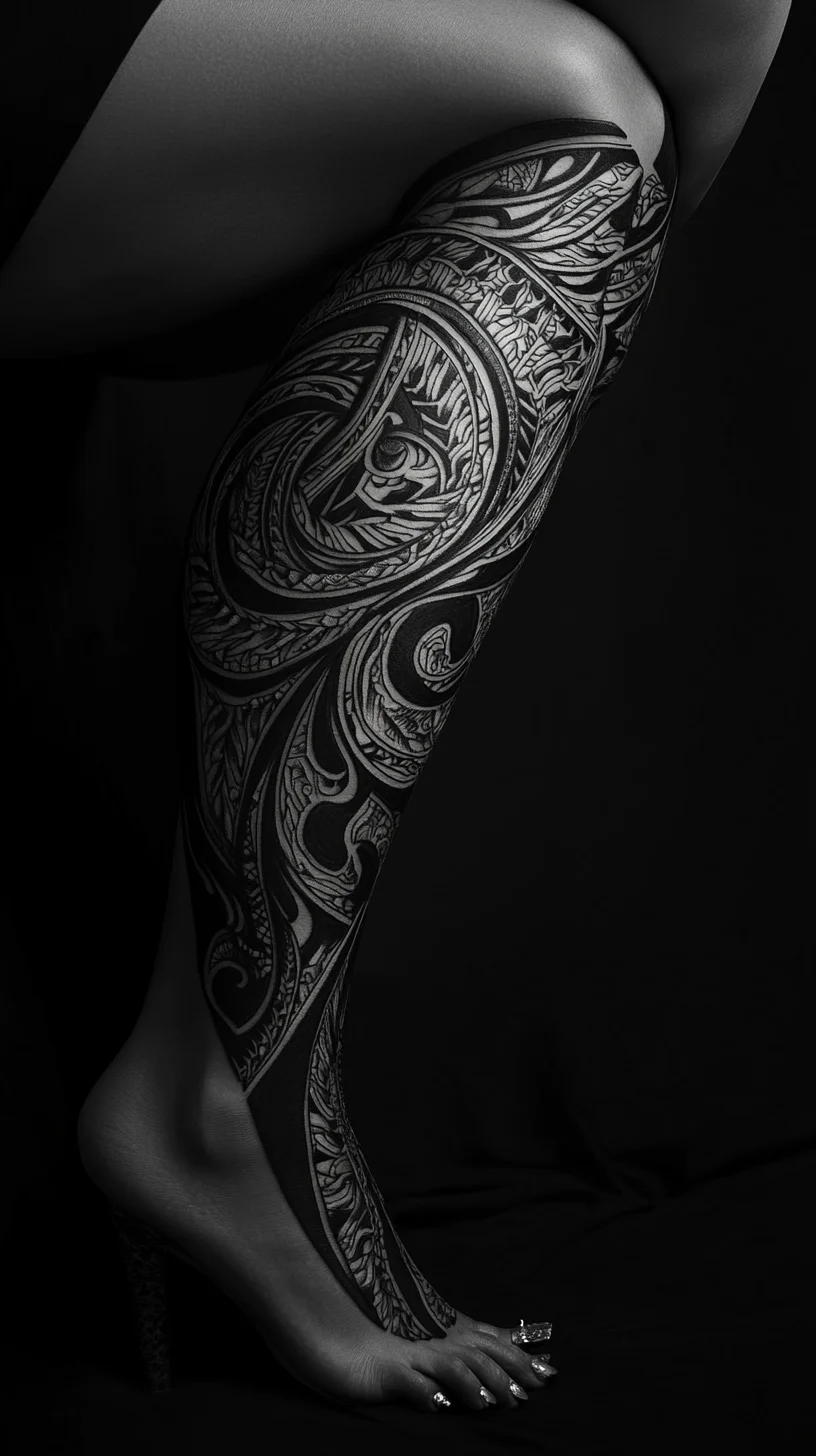 Bold Tribal Ink: Elevate Your Style with Stunning Full-Leg Tattoos