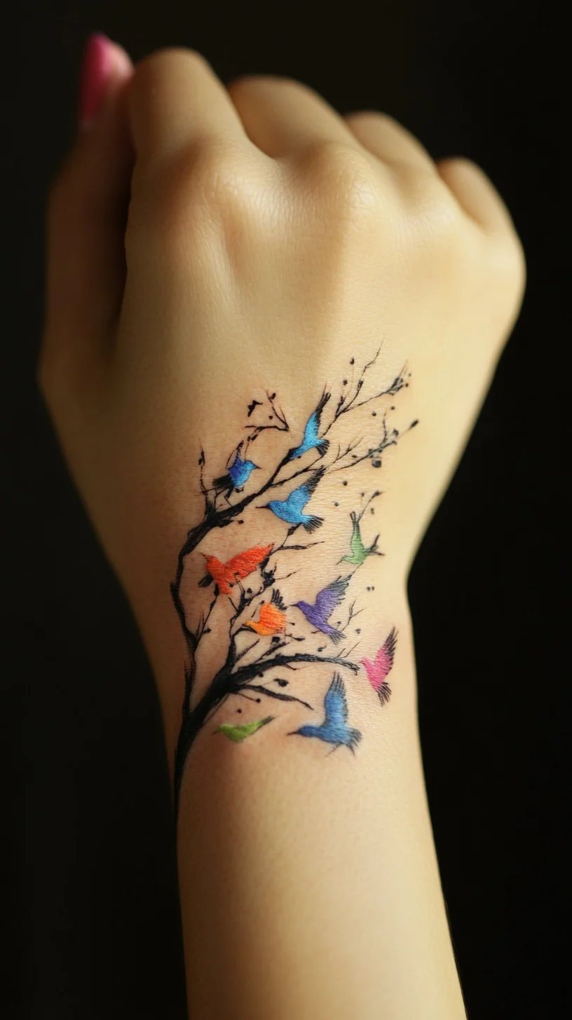 Captivating Nature: Vivid Bird Tattoo Design for a Whimsical Touch