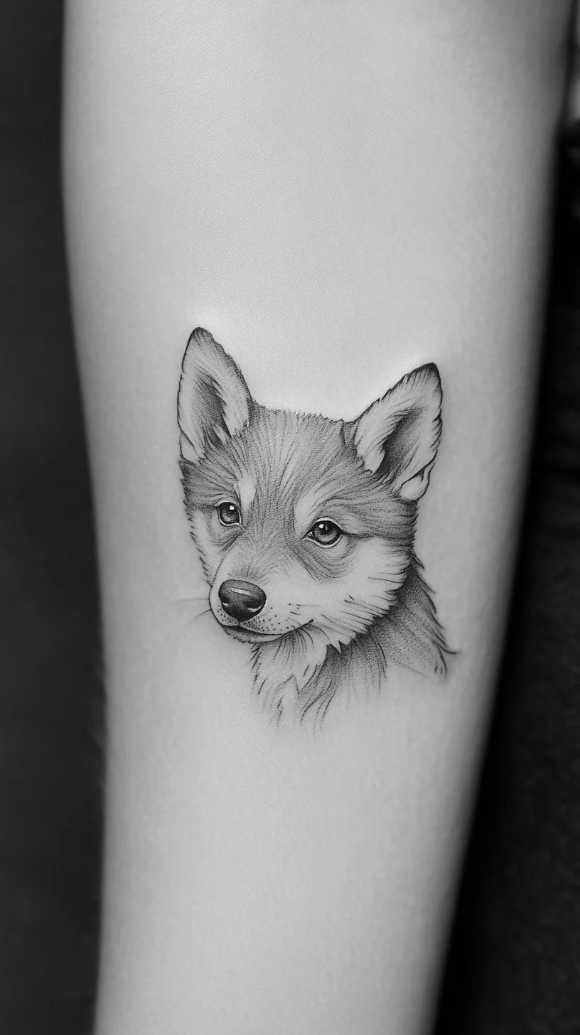 Capture Your Spirit: Adorable Corgi Portrait Tattoo for Animal Lovers