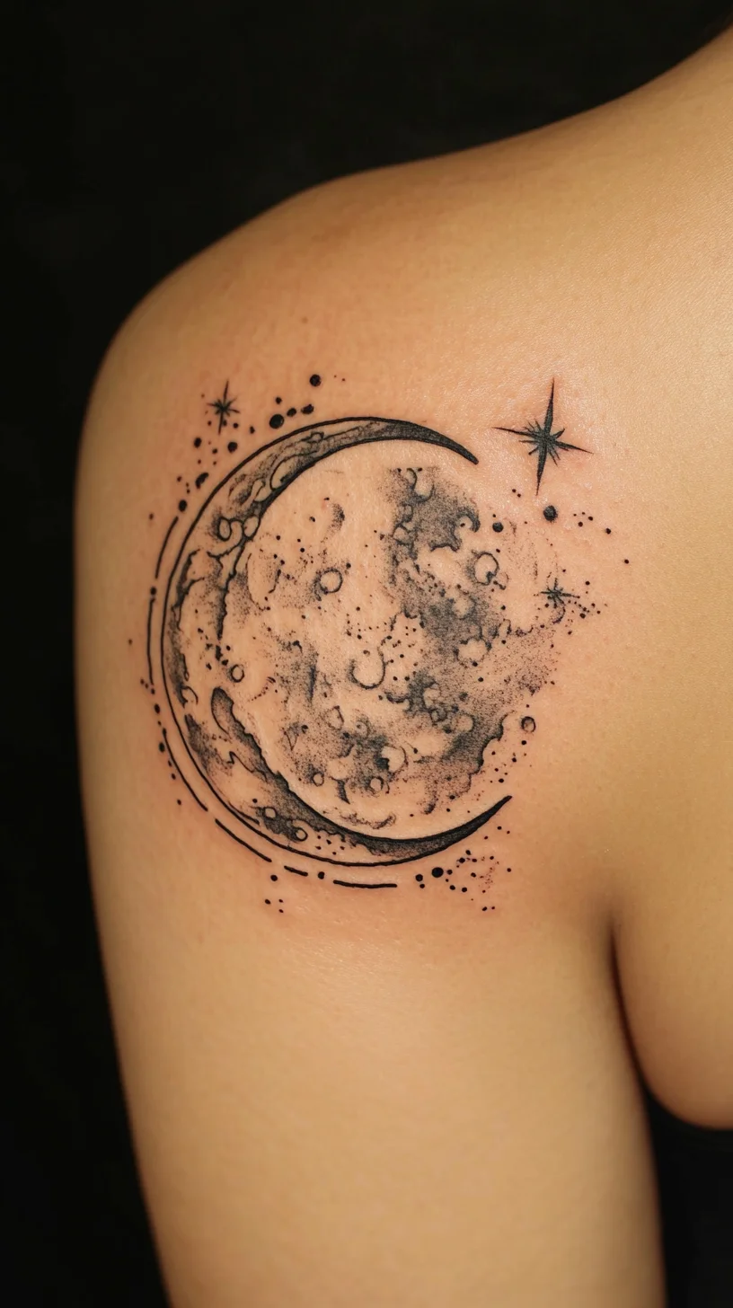 Celestial Charm: Stunning Moon Tattoo for Cosmic Lovers