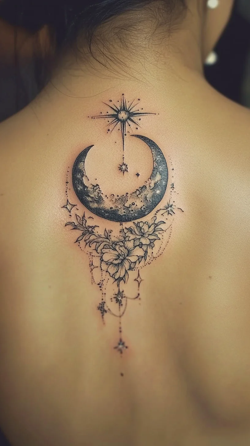 Celestial Dreams: Embrace the Magic with a Stunning Moon and Star Tattoo