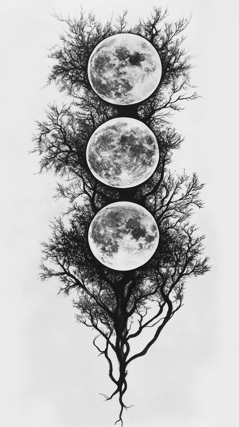 Celestial Elegance: Embrace Nature with a Moonlit Tree Tattoo Design