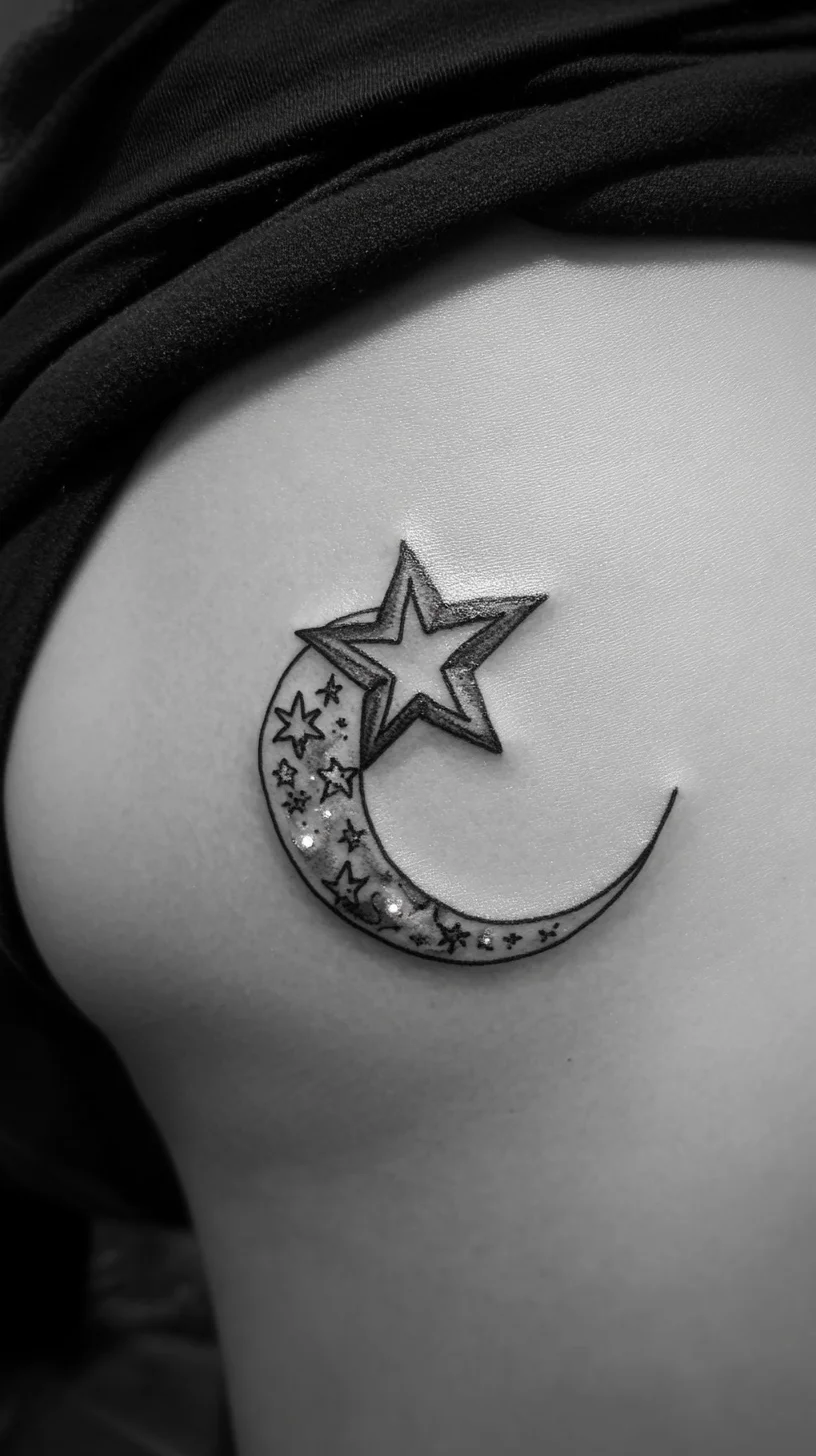 Celestial Ink: Captivating Crescent Moon and Star Tattoo Inspiration