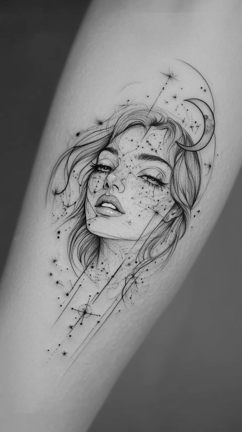 Celestial Whispers: Captivating Ink Portraits with Cosmic Elegance