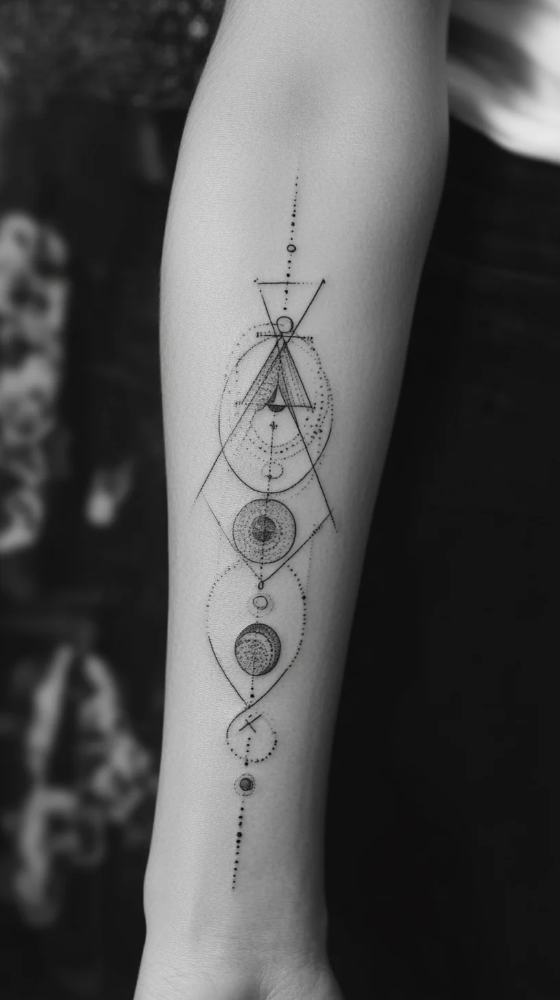 Cosmic Geometry: Intricate Black Line Art Tattoos for the Celestial Soul