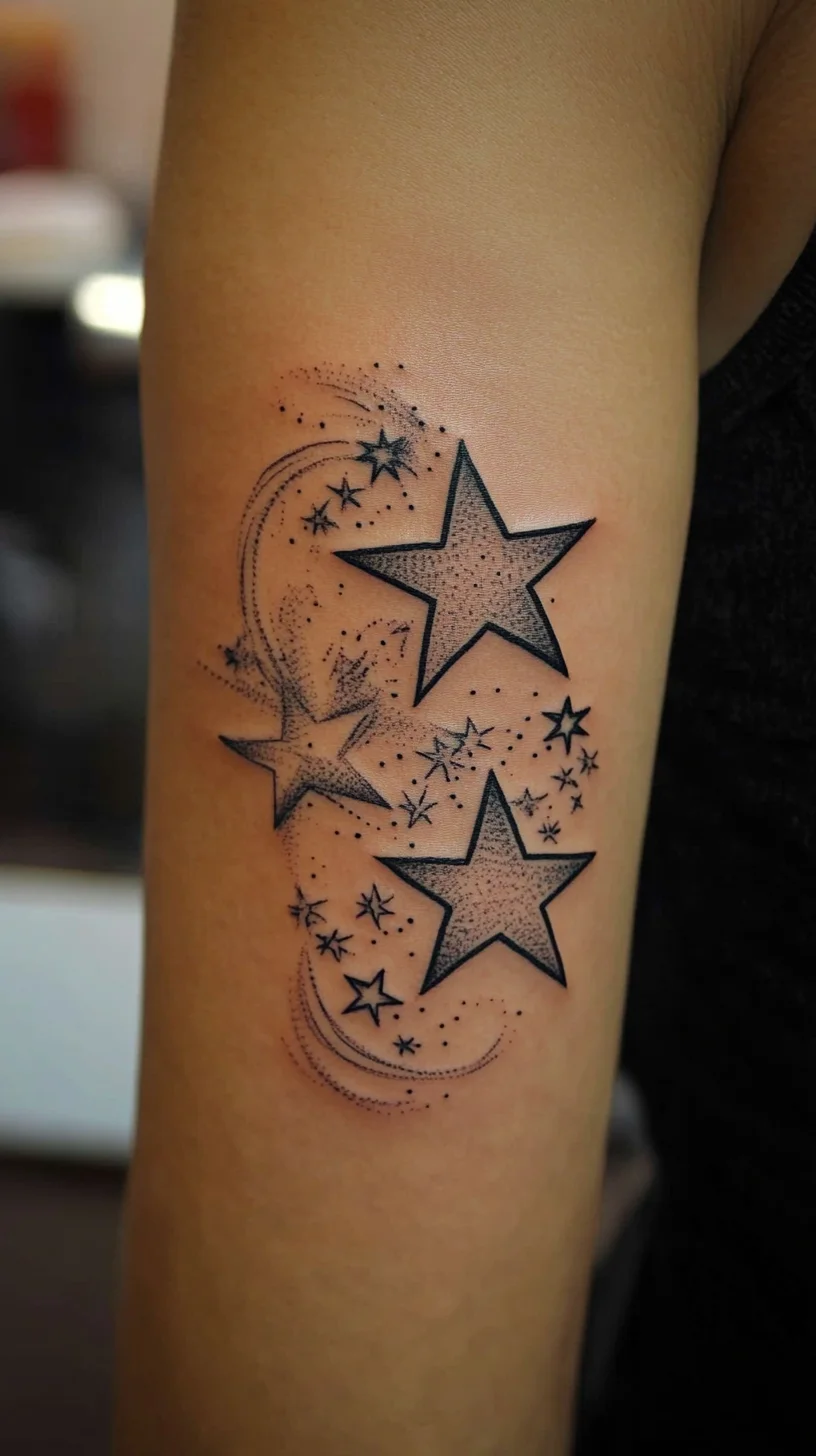 Dazzling Cosmic Stars: A Stellar Tattoo for Dreamers and Adventurers