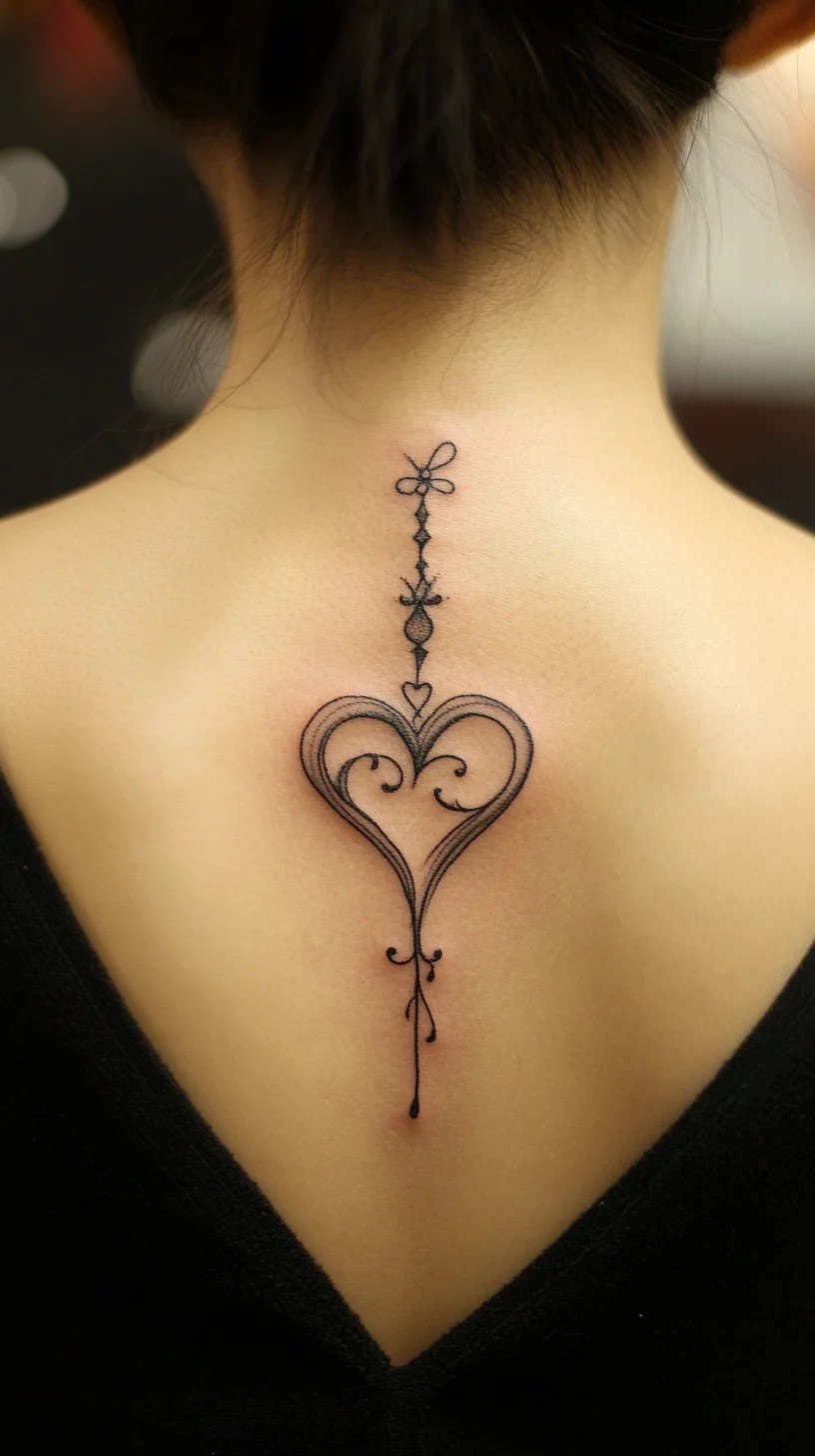 Delicate Heart Vine Tattoo: A Touch of Elegance for Your Back