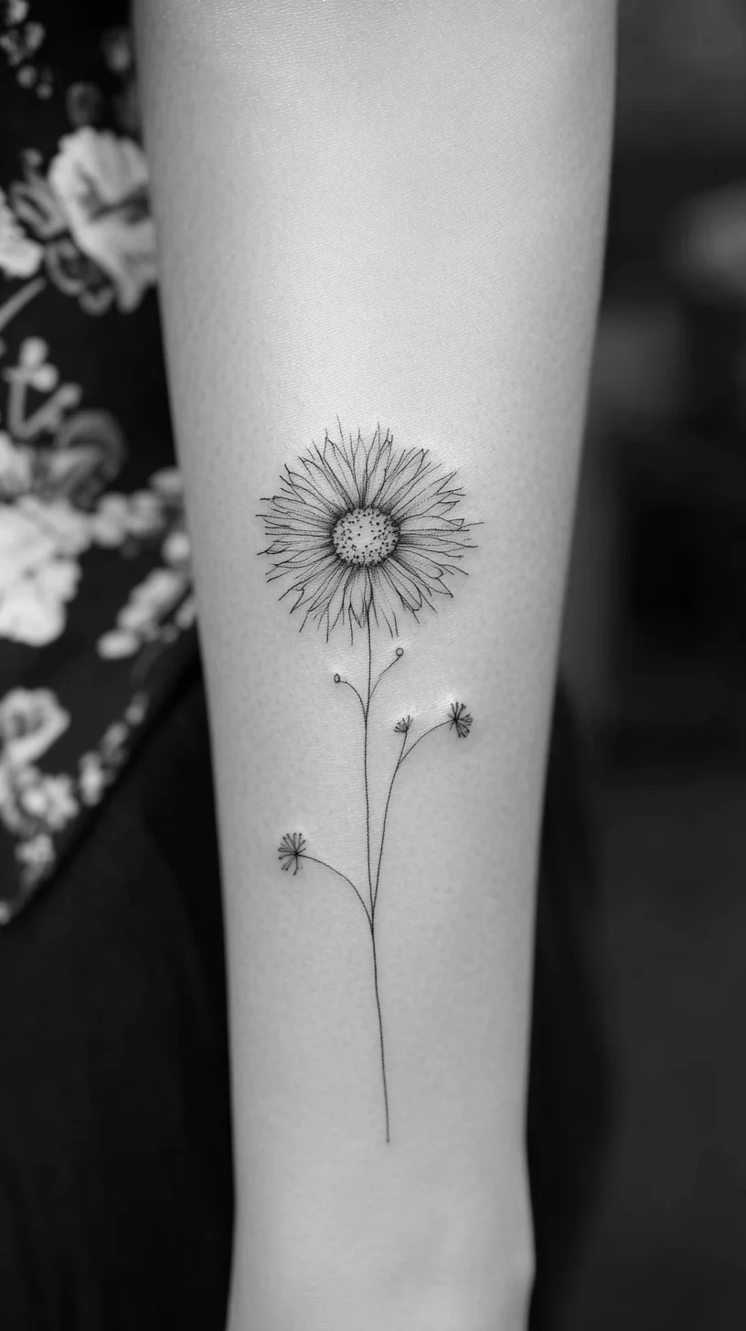 Delightfully Minimalist Floral Tattoo: Embrace Nature in Elegant Simplicity