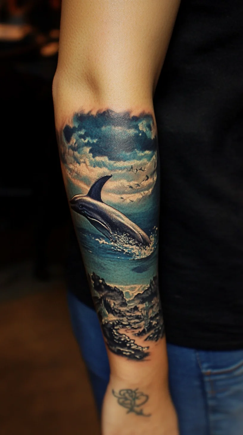 Dive Into Artistry: Stunning Ocean-Inspired Dolphin Tattoo for Nature Lovers