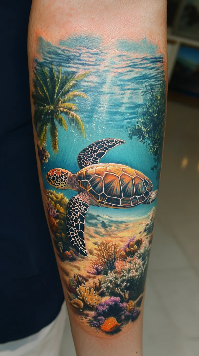 Dive into Nature: Captivating Sea Turtle Tattoo that Celebrates Ocean Beauty