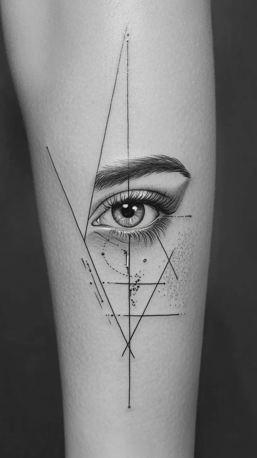 Edgy Elegance: Geometric Eye Tattoo for the Modern Minimalist