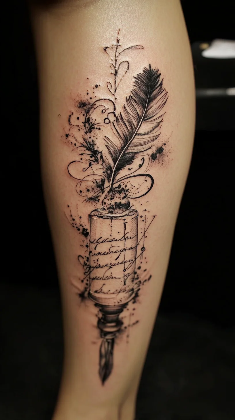 Elegance in Ink: The Artistic Fusion of Quill and Ink Bottle Tattoo