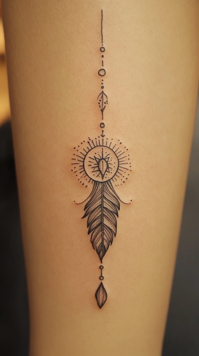 Elegant Feather Tattoo: Embrace Nature with a Touch of Mystical Charm