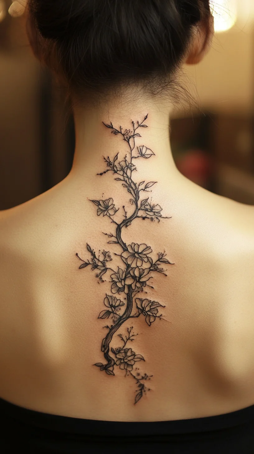 Elegant Floral Back Tattoo: Embrace Nature with Every Step