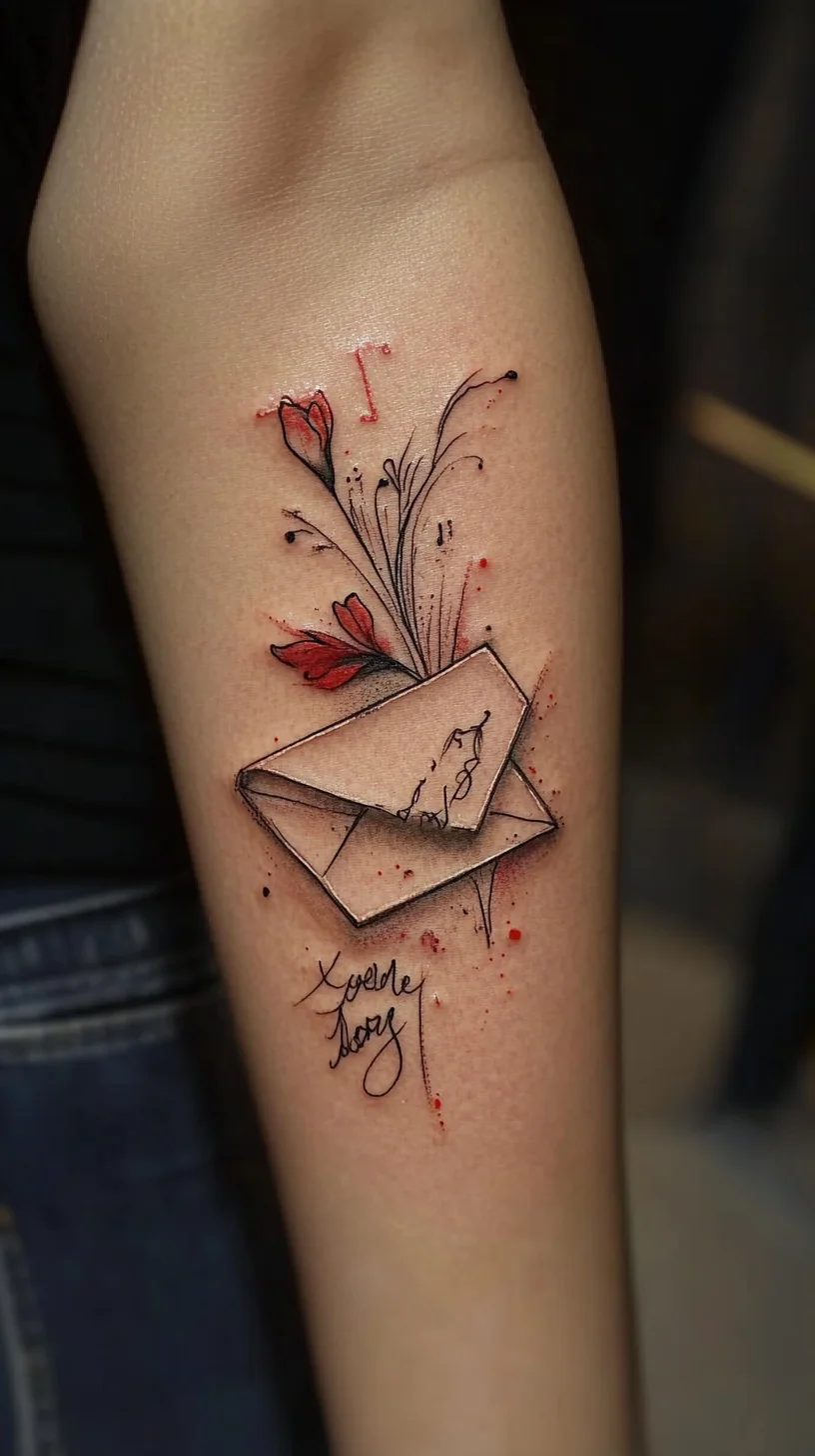 Elegant Floral Envelope Tattoo: A Timeless Blend of Romance and Artistry