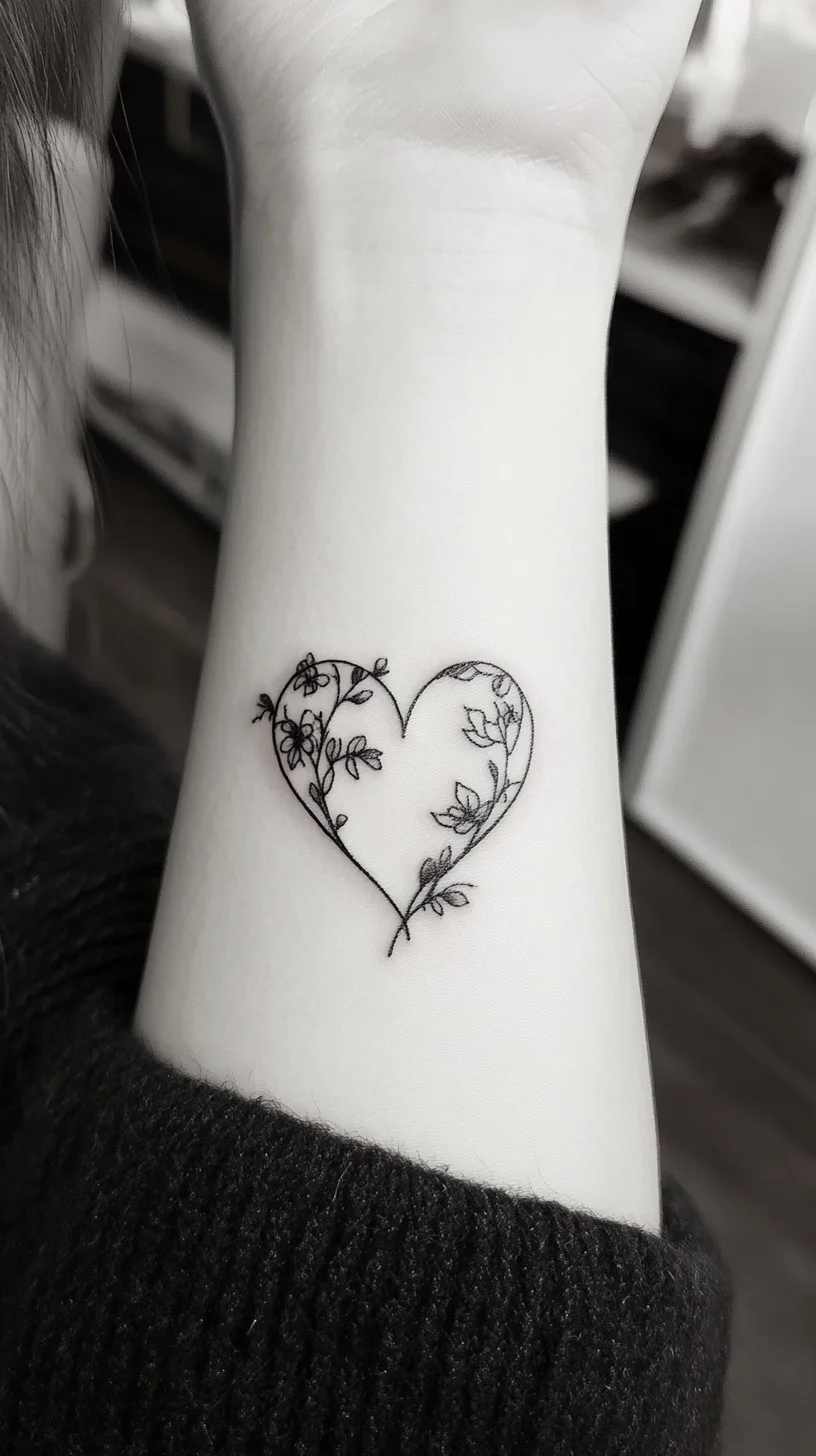 Elegant Floral Heart: A Timeless Tattoo Design for Nature Lovers