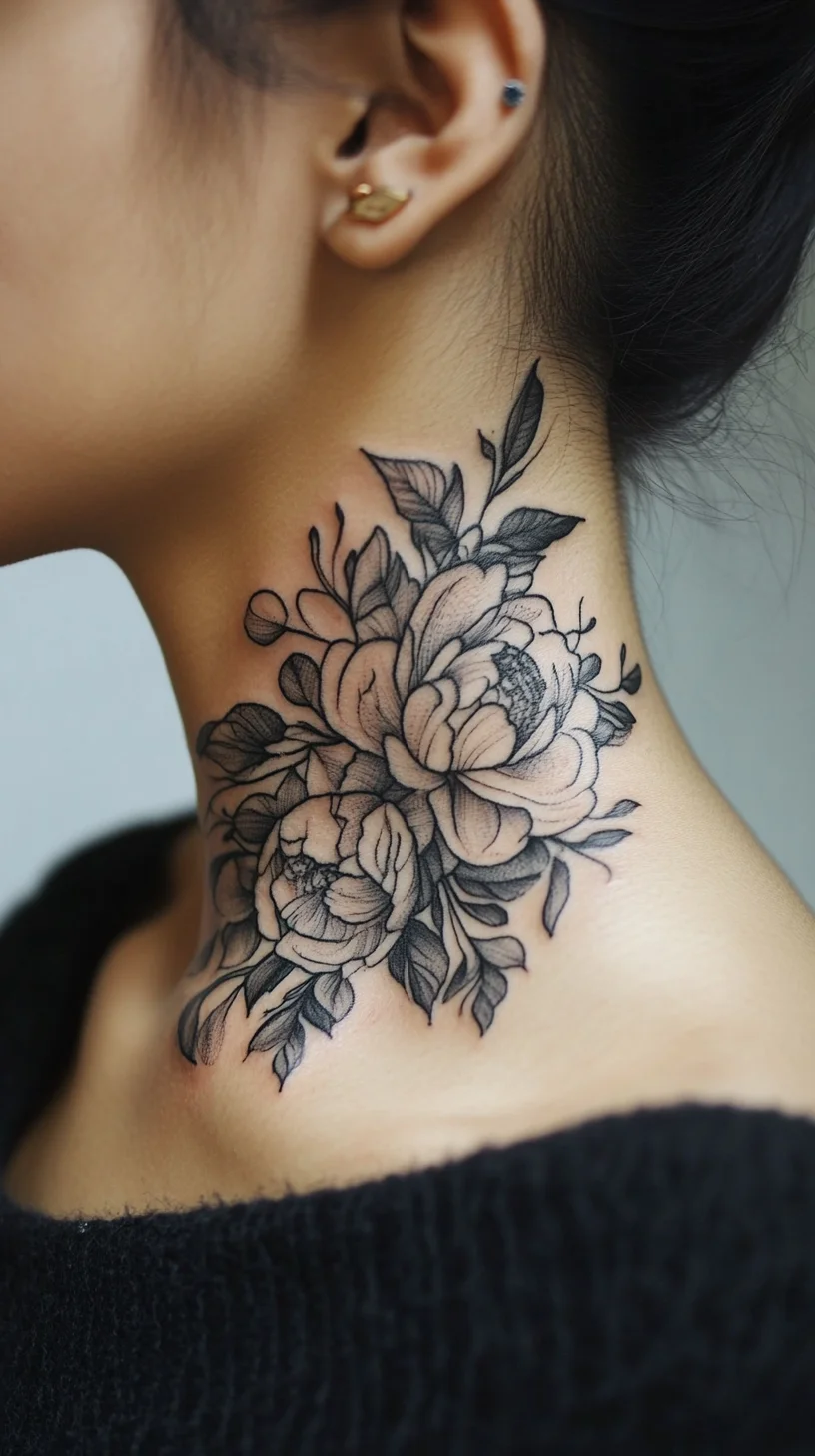 Elegant Floral Neck Tattoo: A Timeless Statement of Grace and Femininity