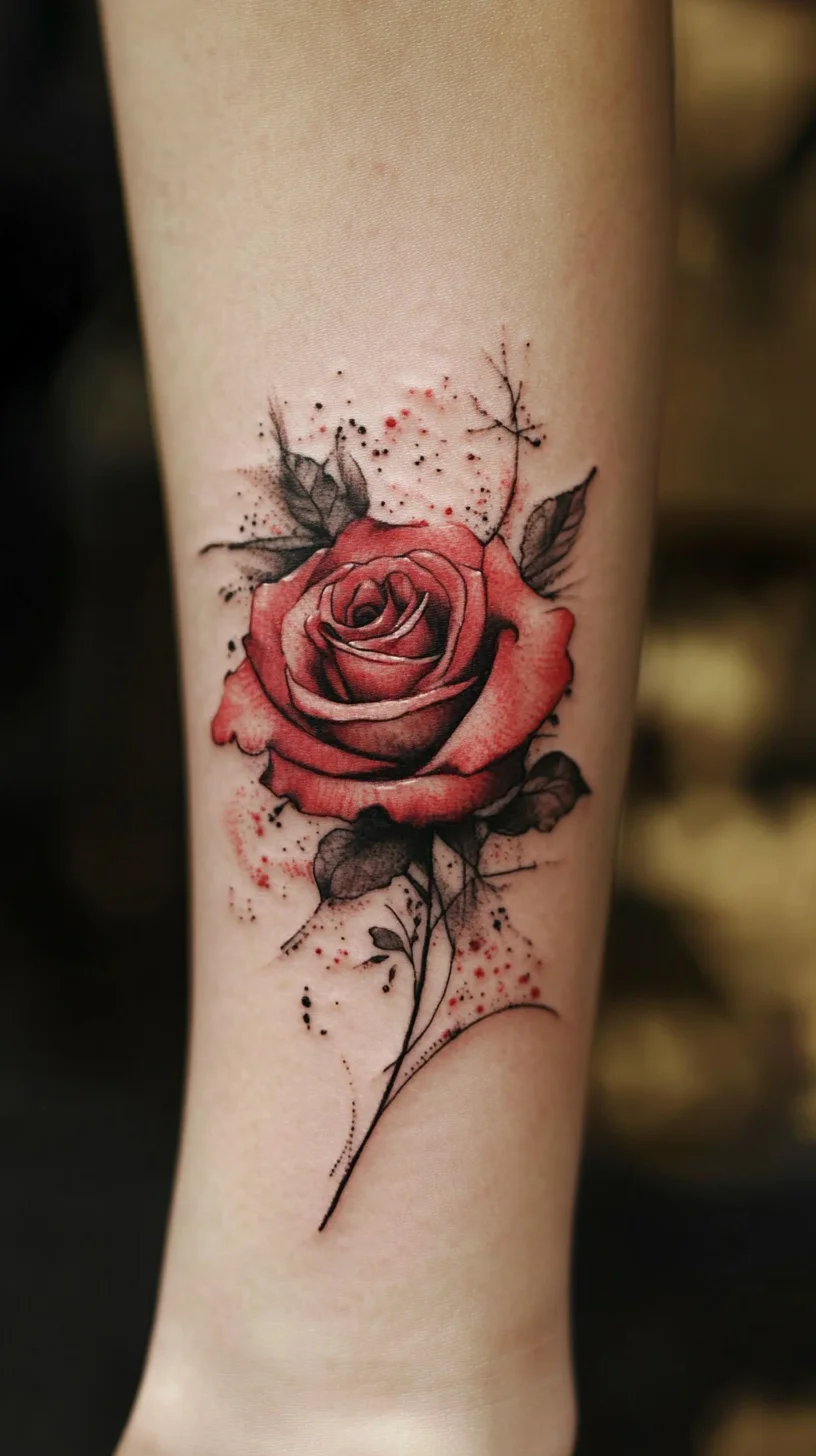 Elegant Floral Tattoo: Embrace Timeless Beauty with a Lush Rose Design