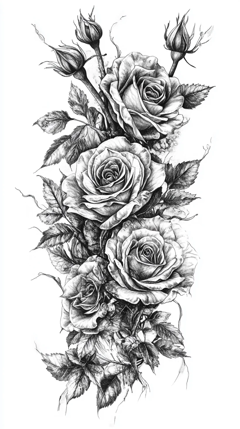 Elegant Floral Tattoo: Timeless Roses for a Romantic Touch