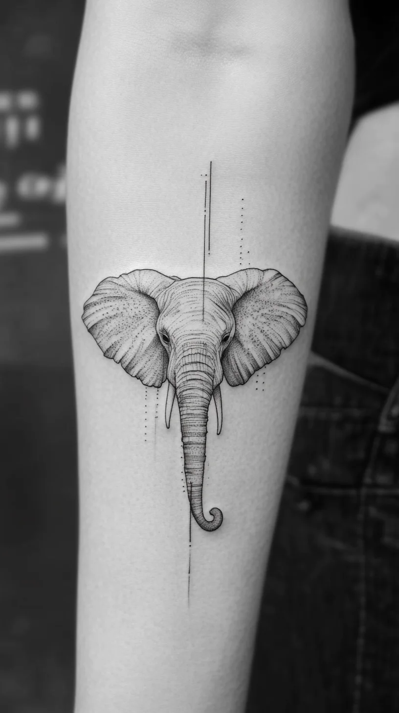 Elegant Geometry: A Minimalist Elephant Tattoo for Nature Lovers