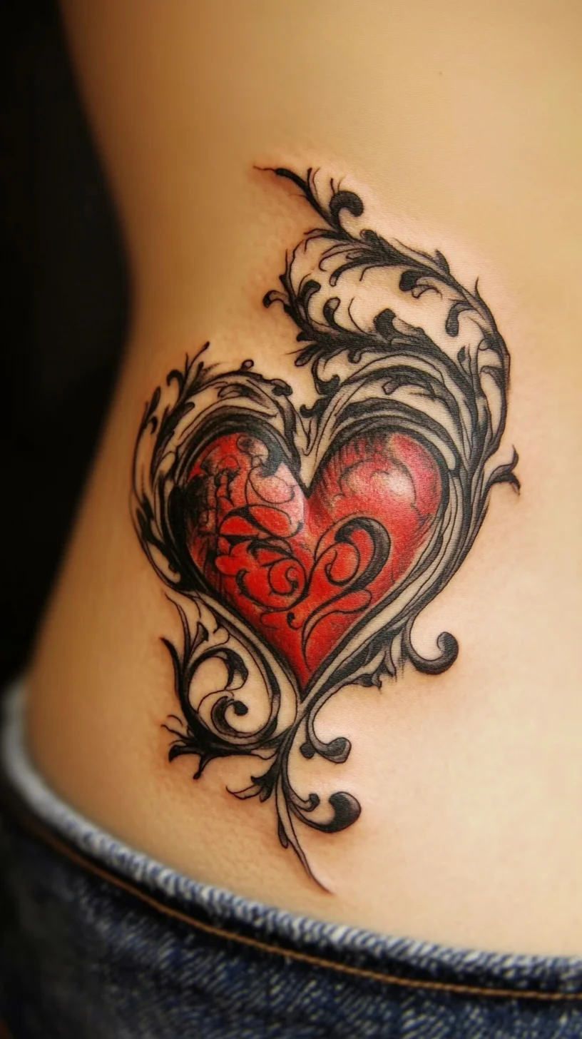 Elegant Heart Tattoo with Intricate Flourishes: A Touch of Love and Style