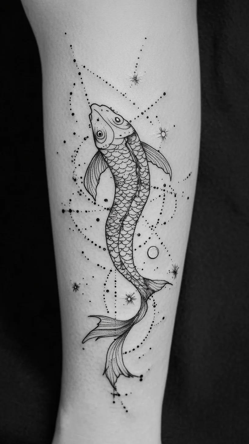 Elegant Koi Fish Tattoo: A Celestial Design for the Dreamers