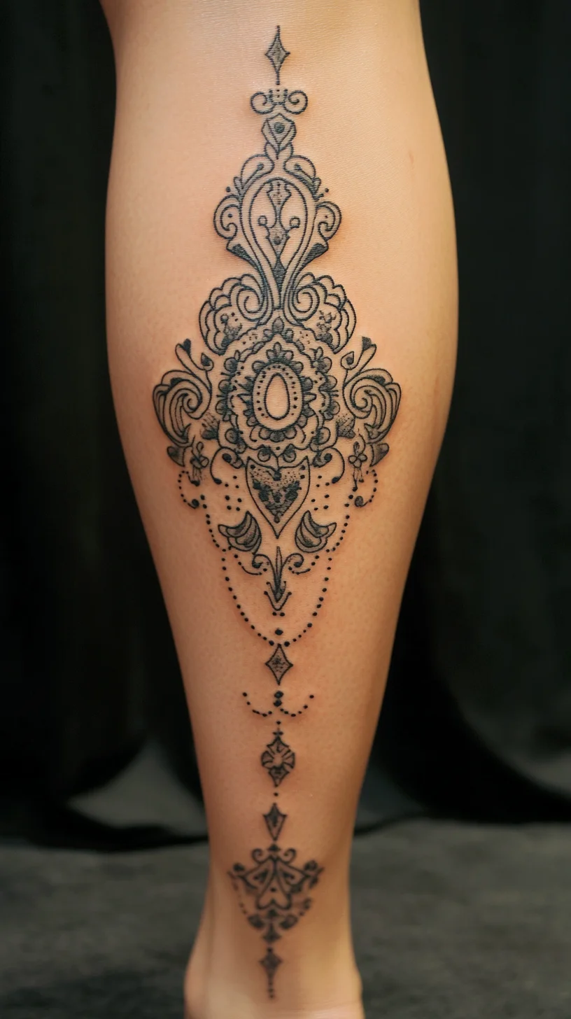 Elegant Lace-Inspired Leg Tattoo: A Timeless Symbol of Sophistication