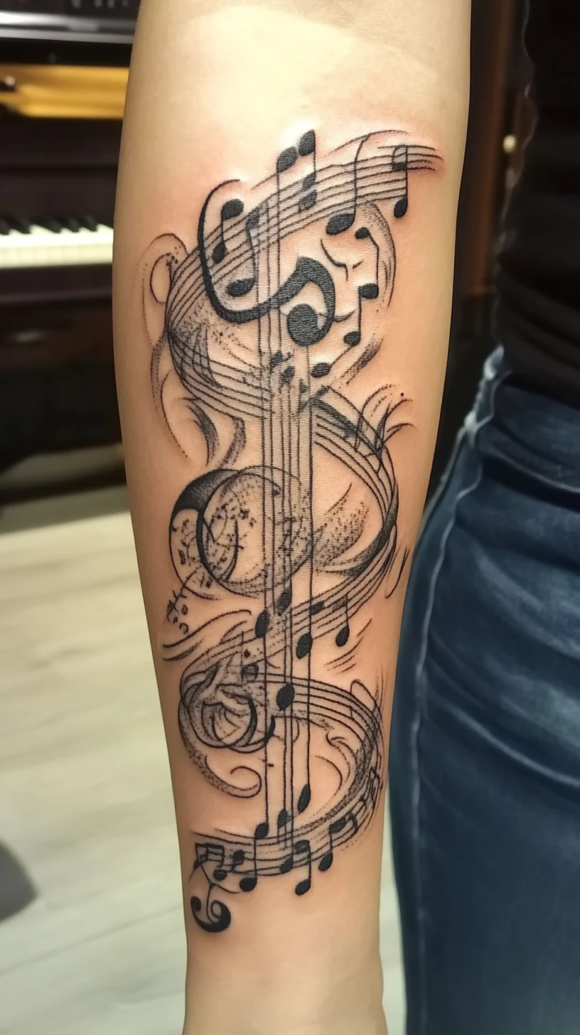 Elegant Melody: A Captivating Musical Note Tattoo for Music Lovers