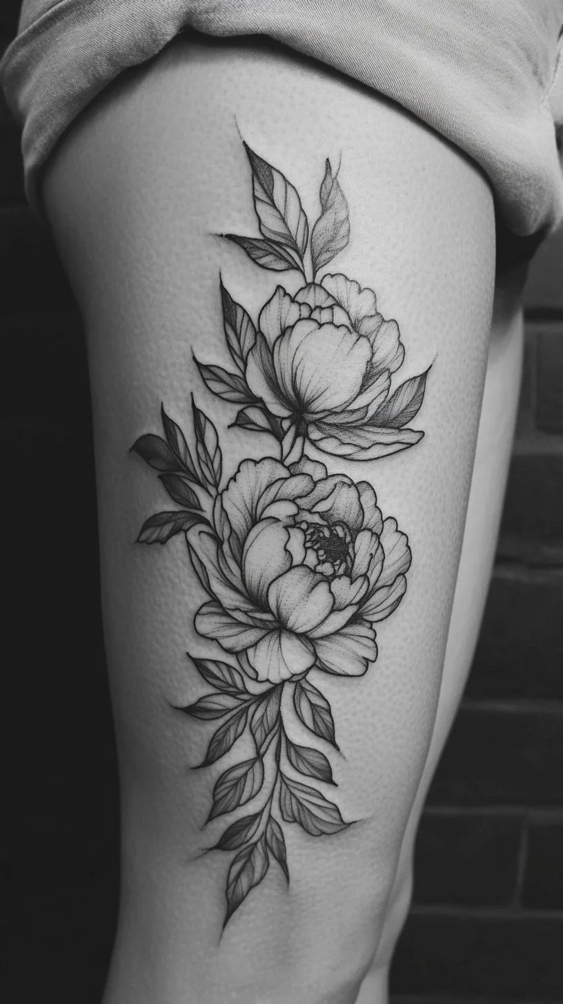 Elegant Peony Floral Tattoo: Timeless Beauty on Your Skin