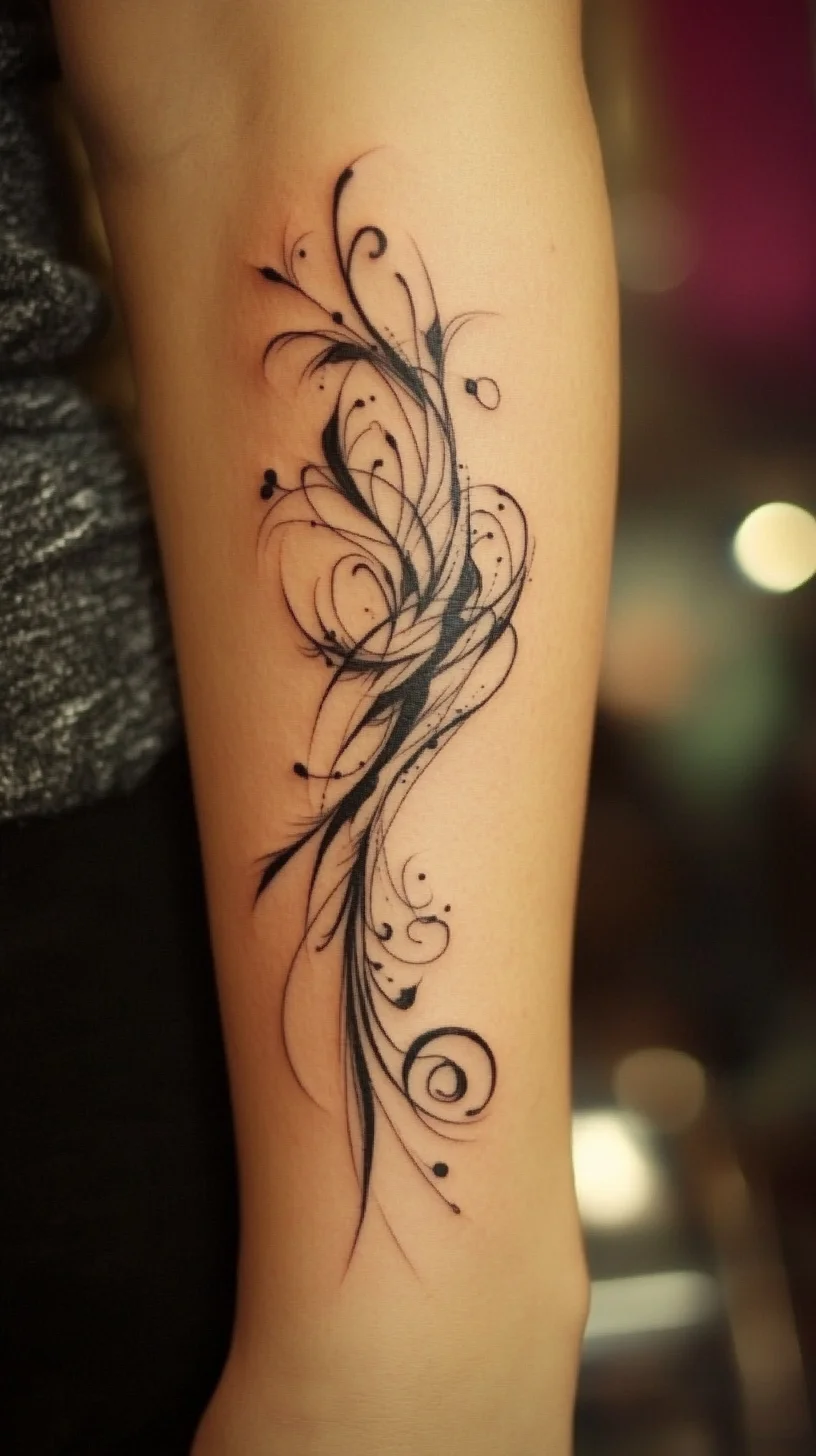 Elegant Swirls: A Stunning Black Ink Tattoo That Exudes Sophistication