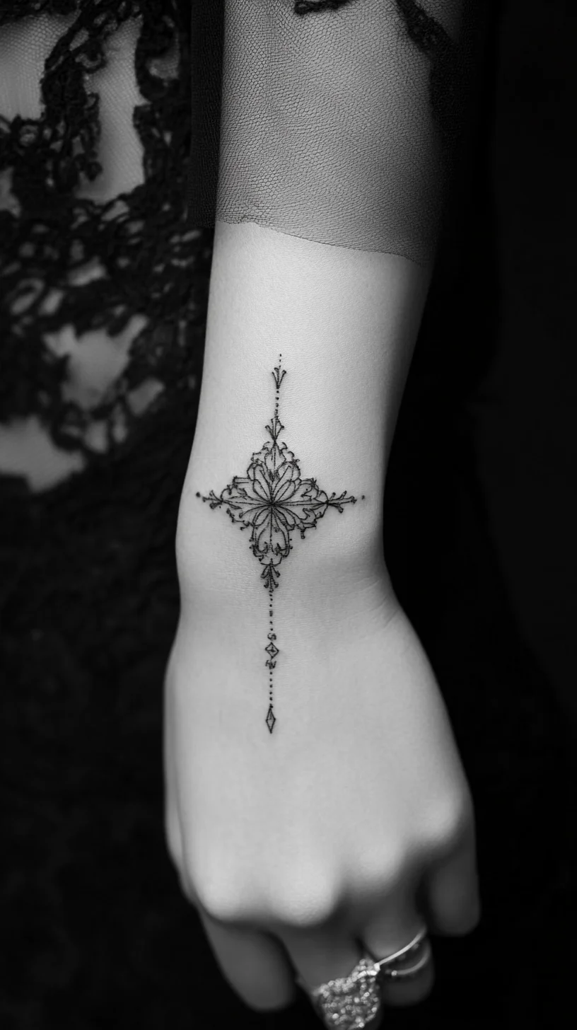 Elevate Your Look with Minimalist Ornate Black Ink Tattoos