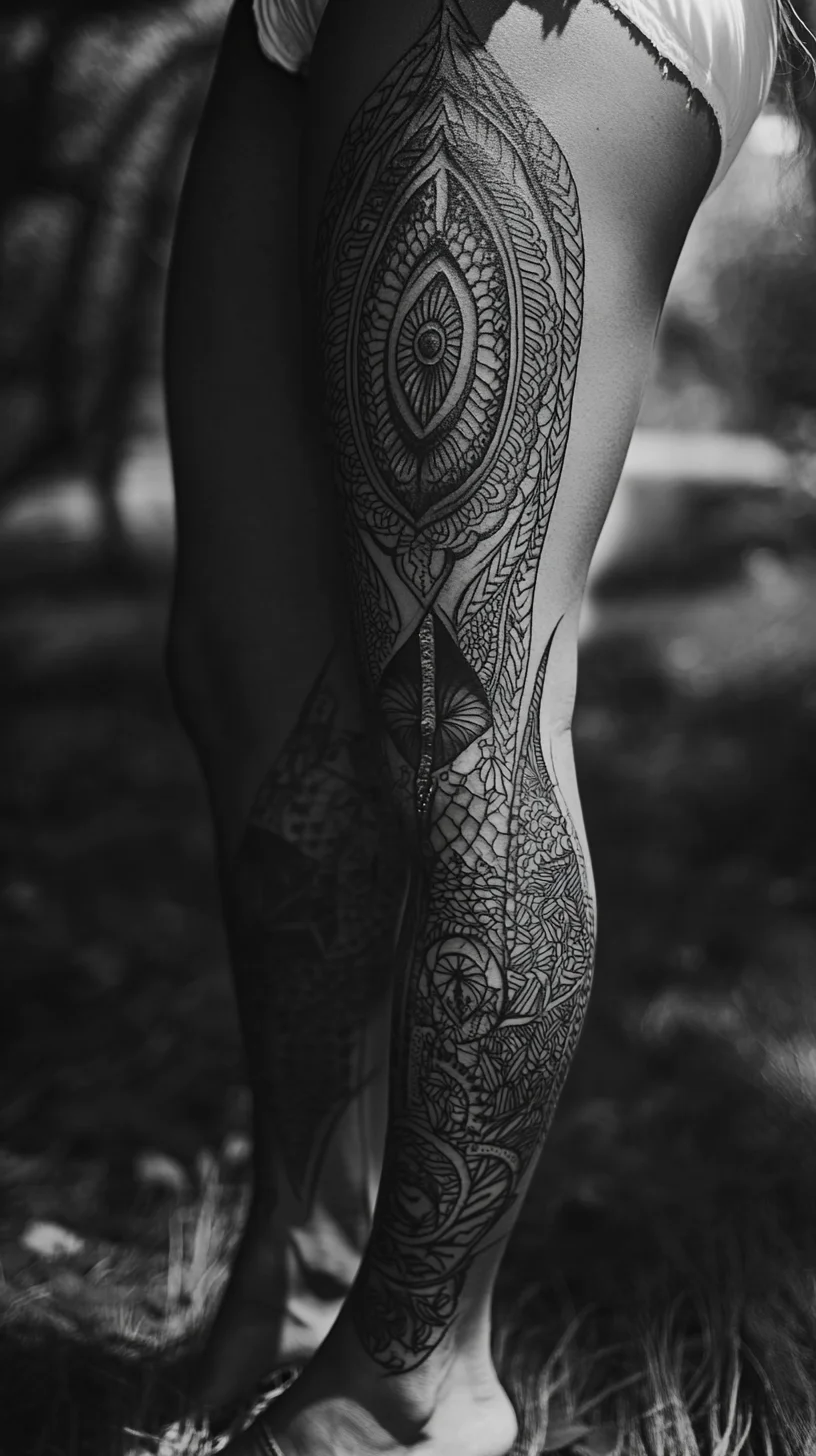 Elevate Your Style: Intricate Geometric Leg Tattoos for a Bold Statement