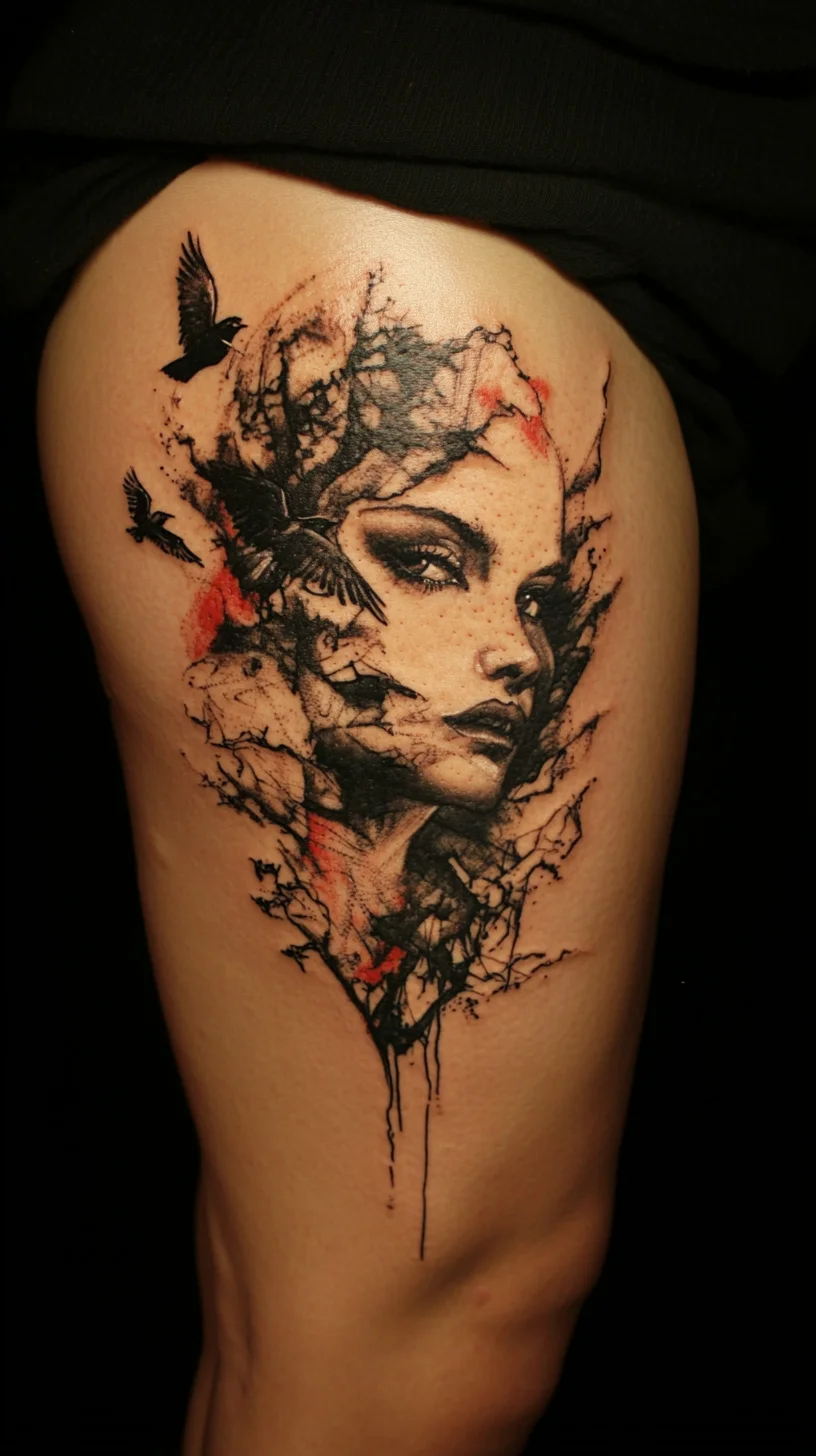 Embrace Artistic Expression: Stunning Portrait Tattoo with Mystical Elements