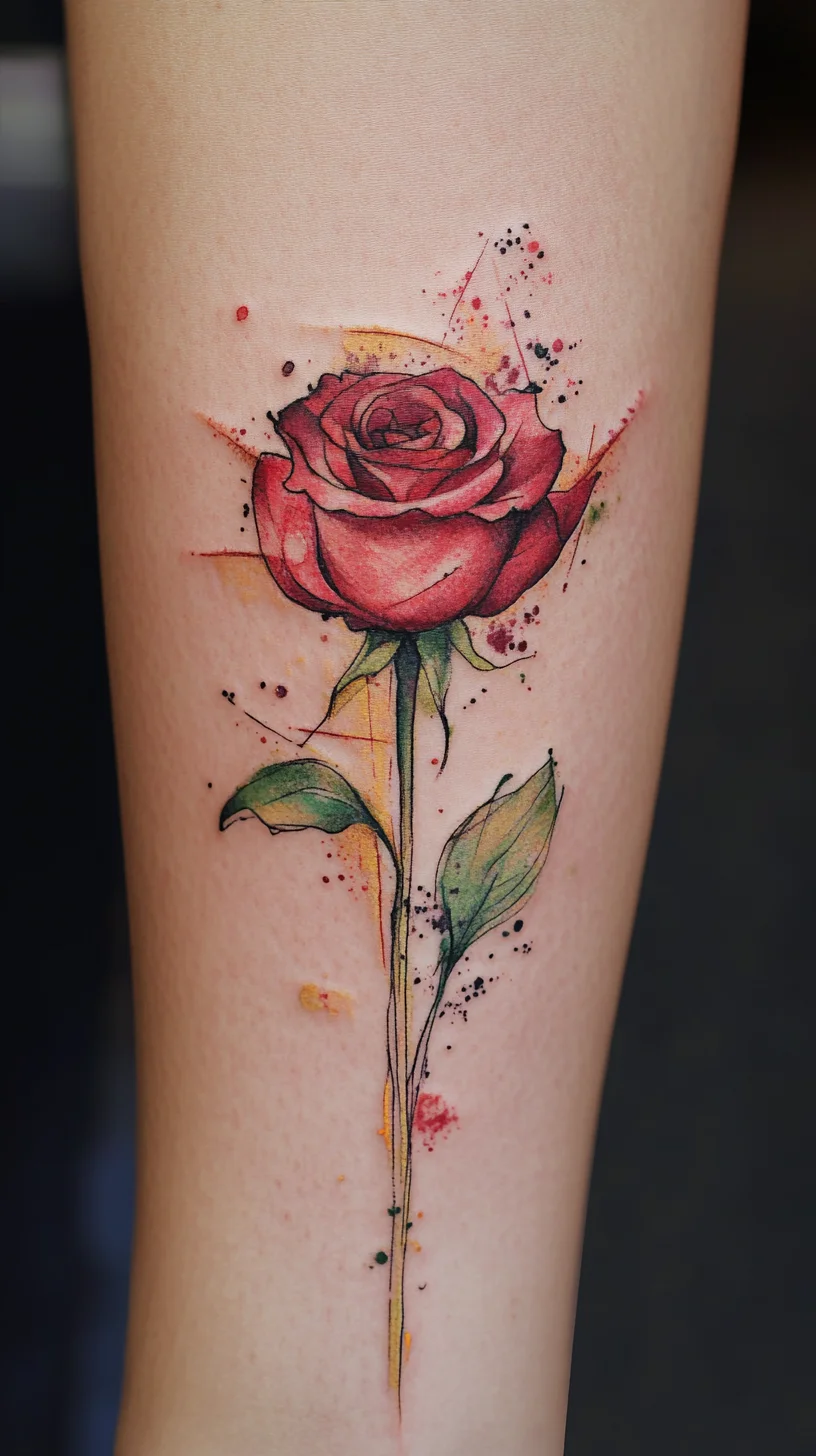 Embrace Beauty and Elegance with this Stunning Watercolor Rose Tattoo