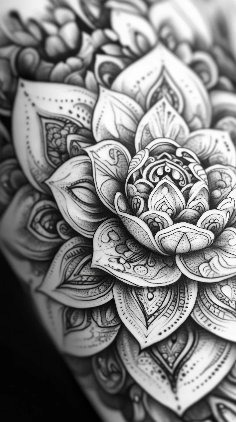 Embrace Elegance: Intricate Black and White Floral Tattoo Aesthetic