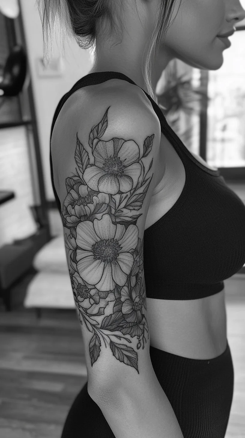 Embrace Elegance: Stunning Black and Gray Floral Sleeve Tattoo Inspiration