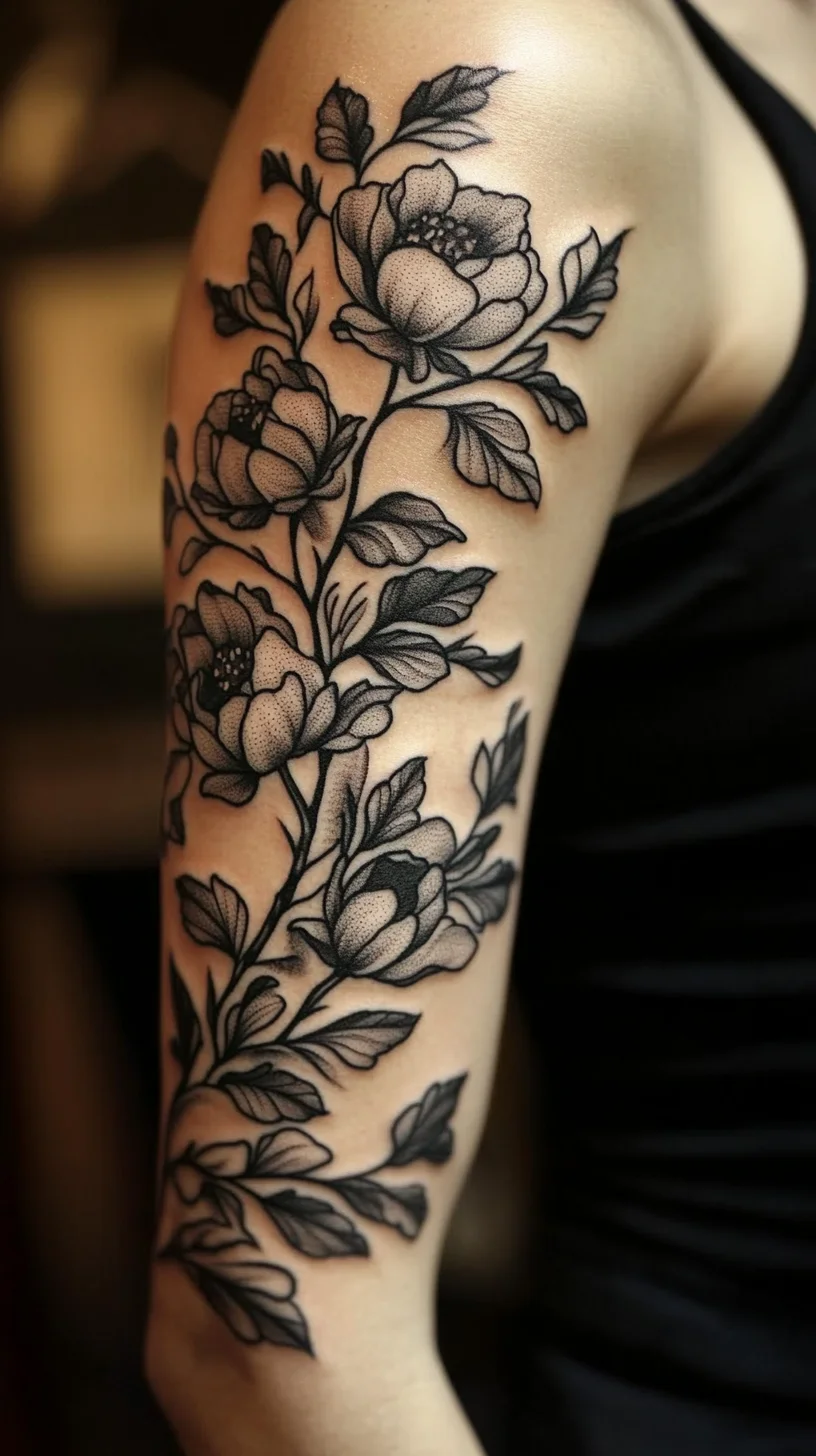 Embrace Elegance: Stunning Floral Blackwork Tattoo for a Timeless Look