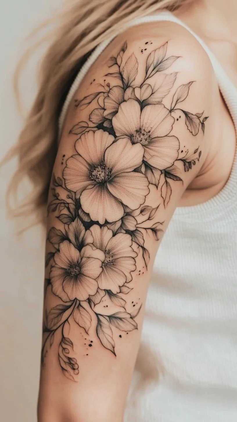 Embrace Elegance: The Alluring Floral Black and Gray Tattoo Design