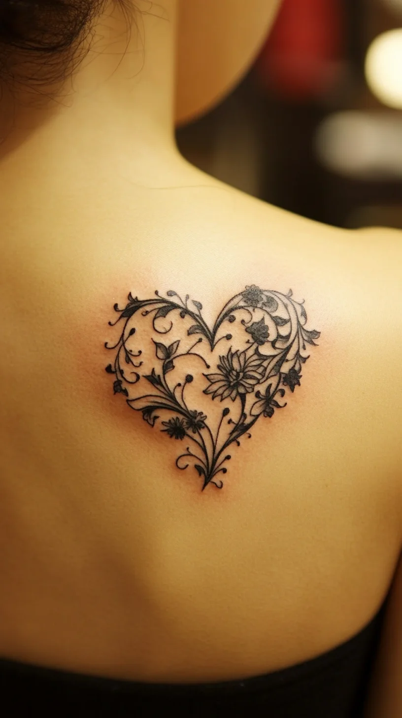 Embrace Elegance: The Delicate Floral Heart Tattoo Design